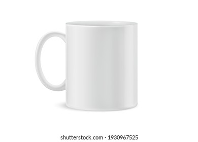 White tea cup and saucer for drink isolated on white background. Ceramic coffee cup or mug close up. Mock-up classic porcelain utensils.