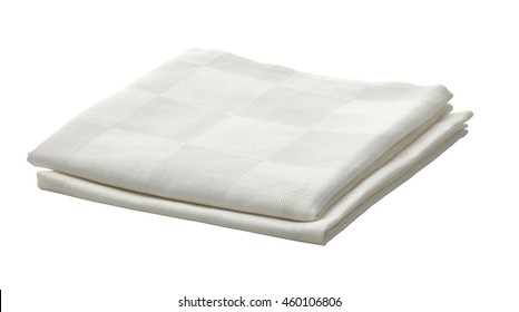 White Tea Towel Isolated On White Background. Include Clipping Path