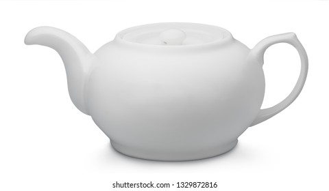 white teapot isolated with shadow and clipping path - Shutterstock ID 1329872816
