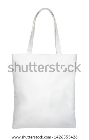 White textile shopper bag isolated on white background