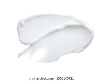 White Texture And Smear Of Face Cream Or White Acrylic Paint Isolated On White Background