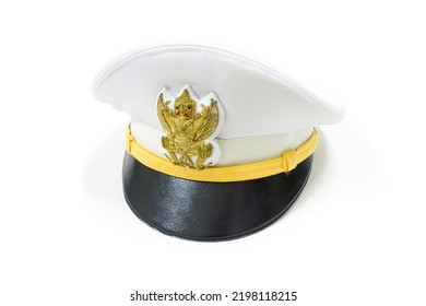 White Thai Civil Servant Hat On White Background, Isolated.