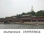 The white Tibetan style pagoda at the Beihai Park, Beijing. This photo  was taken on Sep 11 2011.