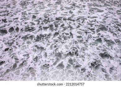 White Tidal Water At The Beach In Pacific Ocean Full Frame For Backdrop