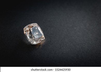 White Topaz, Precious Stones For Jewellery On Black Matte Paper Background, Rough Paper