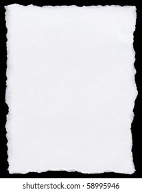 White Torn Paper Page Isolated On A Black Background.