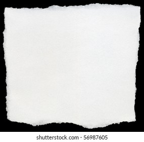 White Torn Square Of Paper Isolated On A Black Background.