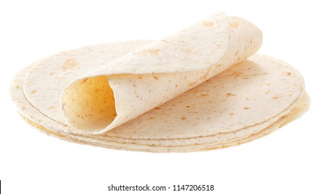 White Tortillas Isolated On White Background.