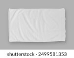 White towel mock up template cotton fabric wiper mockup isolated on grey background with clipping path, flat lay top view for hand towel and face cloths  template 