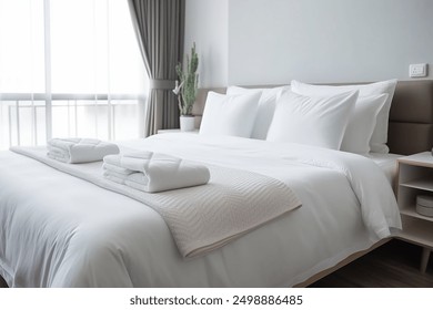 White towel on Bed Luxury Hotel