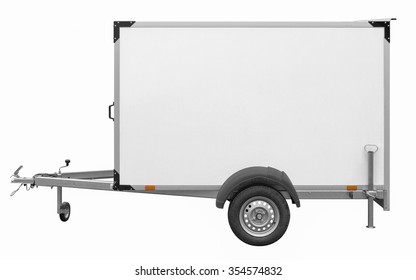 A White Trailer Isolated On White Back