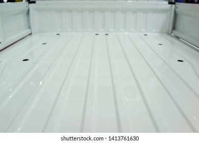 White Truck Bed. Empty Bed Of A Modern White Truck.