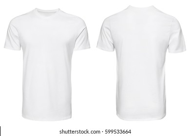 white t-shirt, clothes on isolated white background - Shutterstock ID 599533664