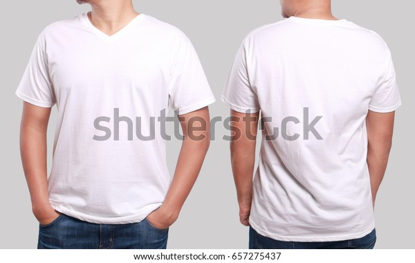 Download White Tshirt Mock Front Back View Stock Photo (Edit Now ...