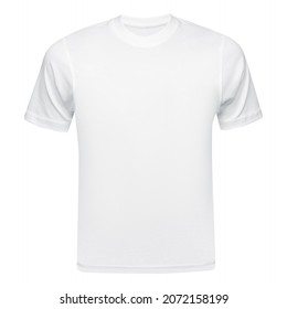 White T-shirt Mockup Front Used As Design Template. Tee Shirt Blank Isolated On White