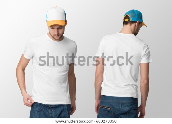 white cap t shirt