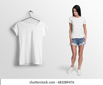 Download 33+ Womens Heather Slim-Fit V-Neck T-Shirt Mockup Back ...
