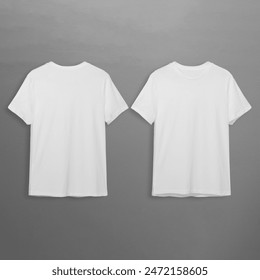 white t-shirts back and front with gray background