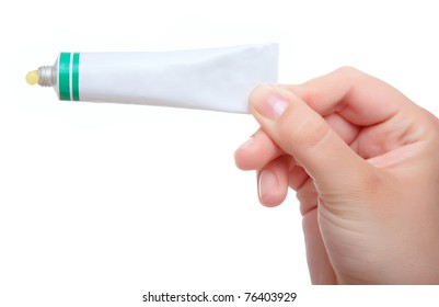white tube with ointment isolated on a white background