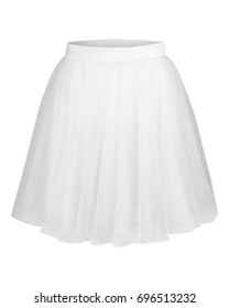 White Tulle Ballerina Skirt Isolated