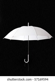 White Umbrella On Black And Rain