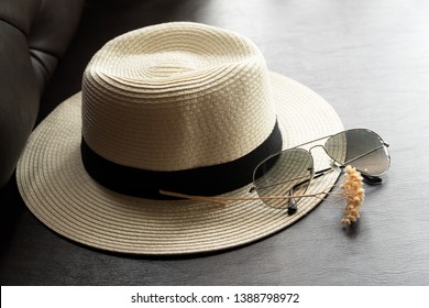 White Vacation Summer Hat Sunglasses Dry Stock Photo 1388798972 ...