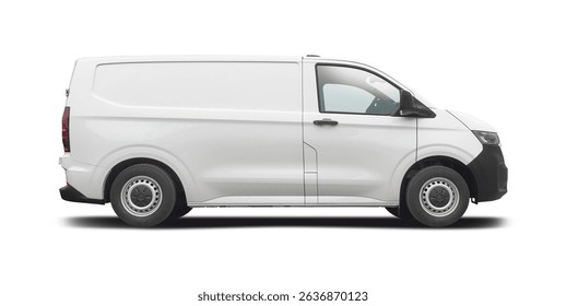 White van side view isolated on white background