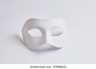 White Venetian Mask On A White Background