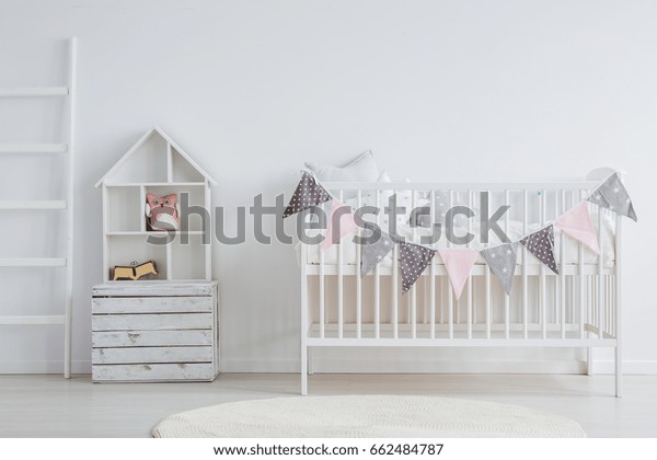 White Vintage Baby Furniture Set Scandi Stock Image Download Now