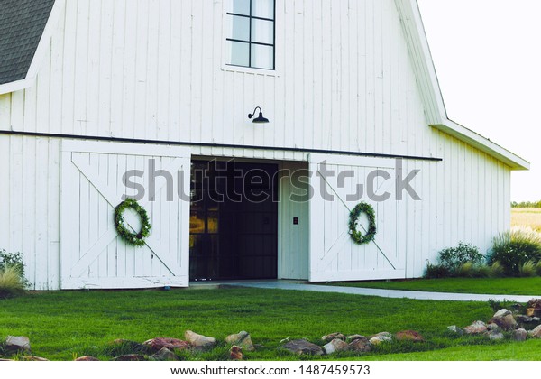 White Vintage Barn Milestone Wedding Venue Stock Photo Edit Now