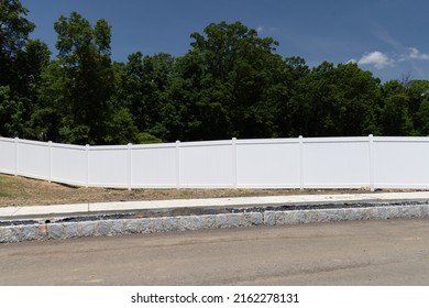 White Vinyl Fence Fencing Of Private Property Grass Clean Decor