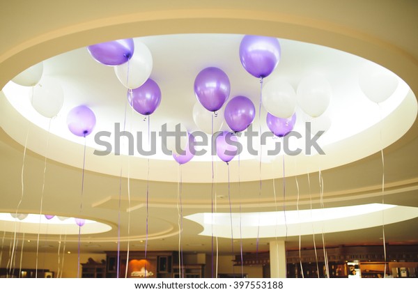 White Violet Balloons Ceiling Stock Image Download Now