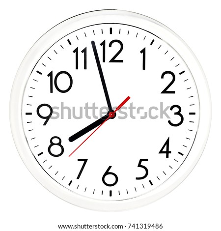 White wall clock. Isolated on white background. High quality photo.
