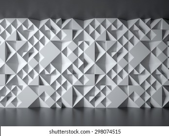 white wall with geometrical 3d pattern