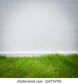 White Wall And Green Grass Background