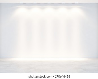 White wall with spotlights