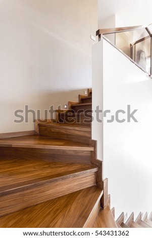 Similar – Image, Stock Photo Steep wooden staircase