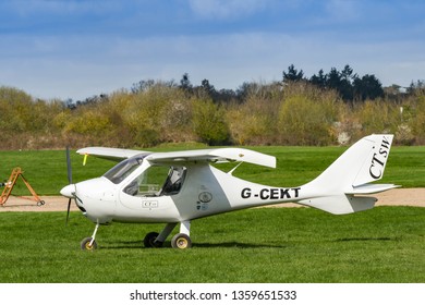 WHITE WALTHAM, ENGLAND - MARCH 2019: Flight Design CTsw Light Aircraft At White Walhtam Airfield.