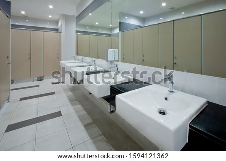 White washbasin in the public restroom