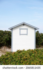 White Washed Beach Hut At Skanör Beach, South Of Sweden. 