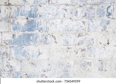 White Washed Exposed Industrial Brick Wall Background Texture 