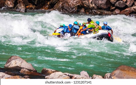 White Water River Rafting In River Gangas Rishikesh Uttrakhand, Iconic Shot