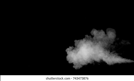 White Water Vapour On A Black Background. Close-up Shot