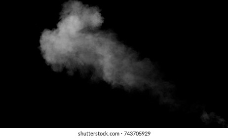 White water vapour on a black background. Close-up shot