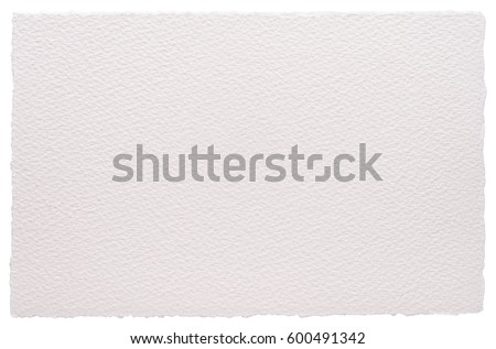 White watercolor paper sheet with a torn edges from all sides. Isolated on white. High quality texture in a high resolution. 