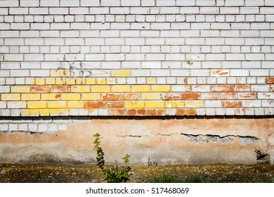 White Weathered Brick Wall And A Ground