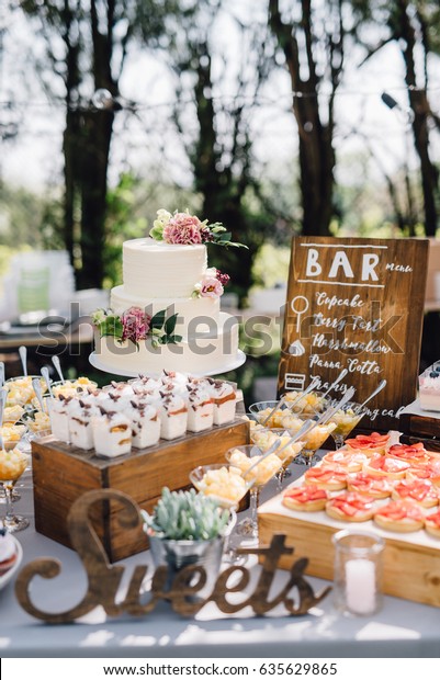 White Wedding Cake Decorated By Flowers Stock Photo Edit Now