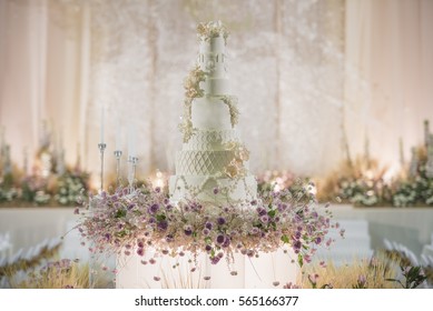 White Wedding Cake With Flower