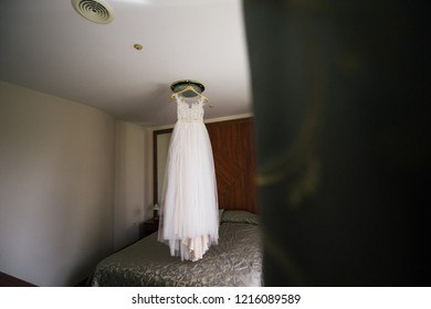 White Wedding Dress Hanging