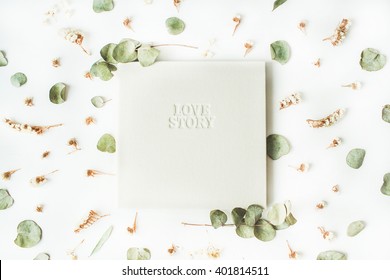 White Wedding Or Family Photo Album With Words 